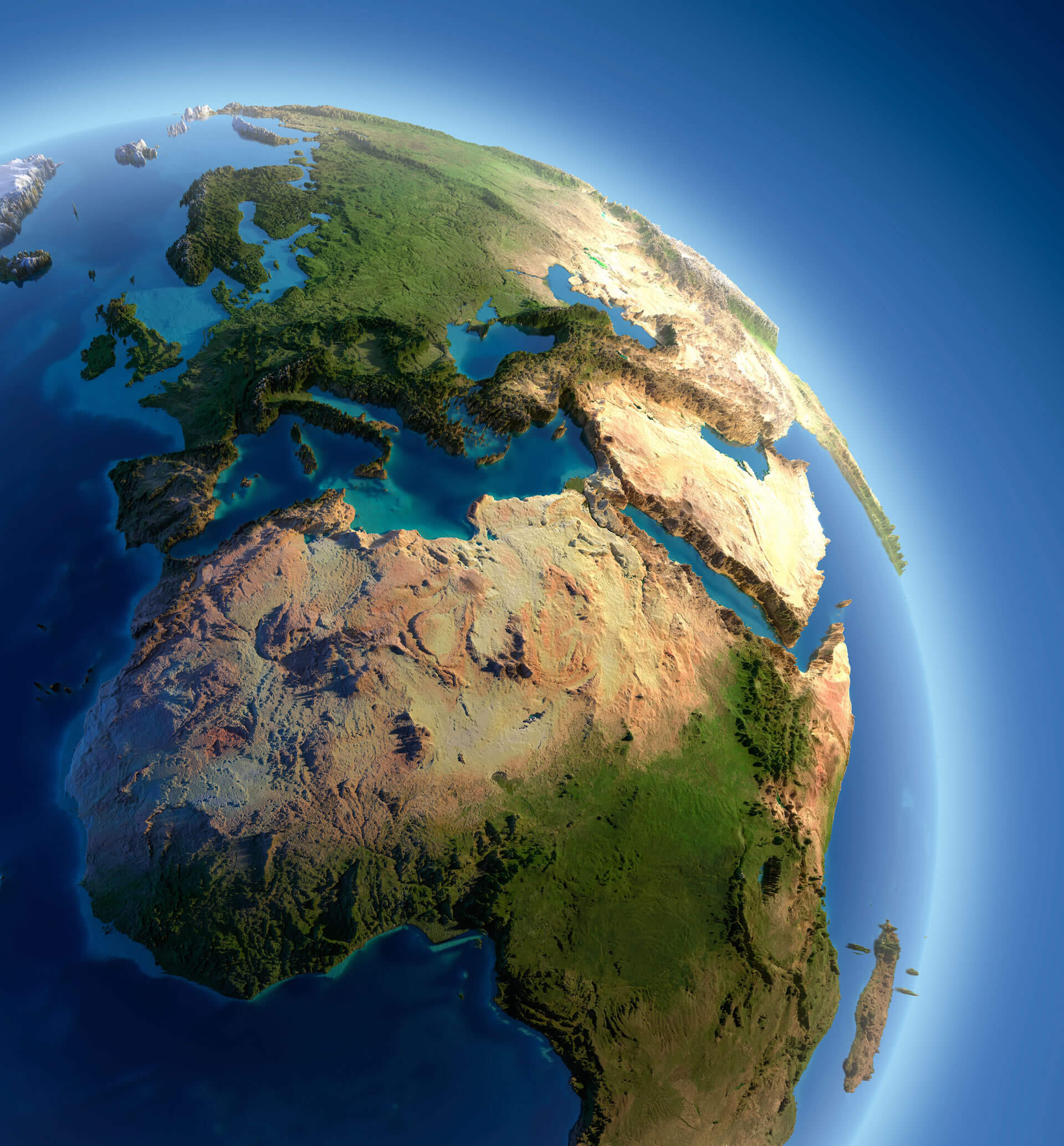 Carte de relief haute résolution de l'Afrique et de la Terre
